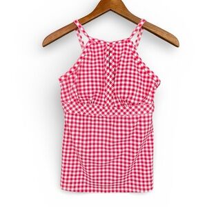 Draper James x Lands’ End Gingham Halter Tankini Top Size 2 Adjustable Straps